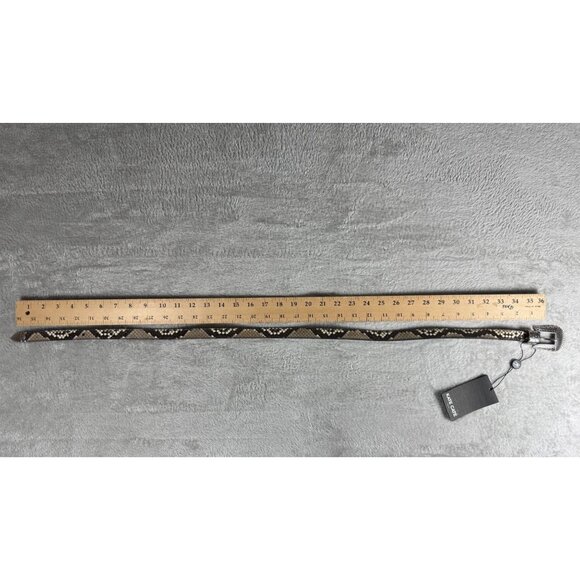 Kate Cate Thin Kim Python-Print Calfskin Leather Belt With Western-Style Silver main image 7